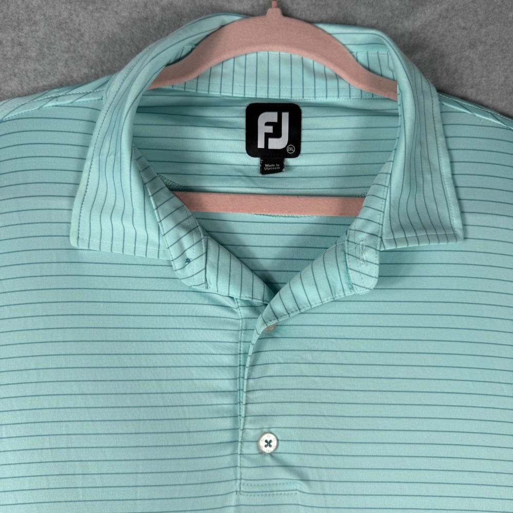 FootJoy Striped Golf Polo 2XL Light Blue Preppy Performance Shirt